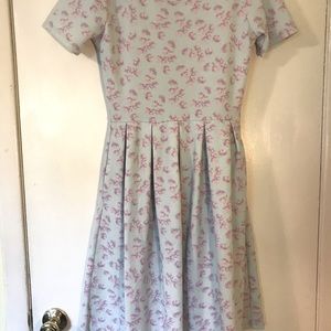 Lularoe Amelia, aqua with lilac flowers